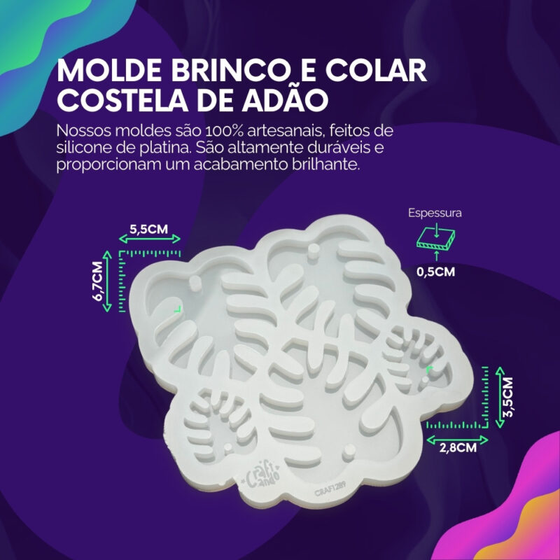 Molde de Silicone Para Resina Epóxi Brincos e colar Costela de Adão - Imagem 2