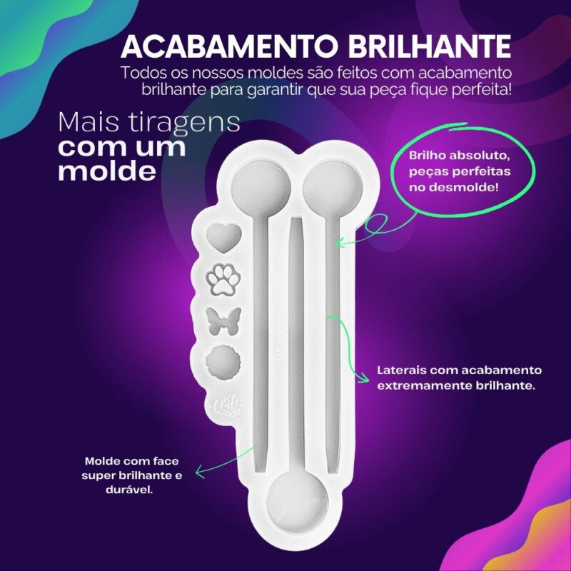 Molde de Silicone Para Resina Epóxi Caneta Redonda 3cm com Pingentes - Image 3