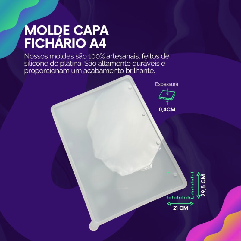 Molde de Silicone Para Resina Epóxi Capa Fichário A4 - Imagem 2