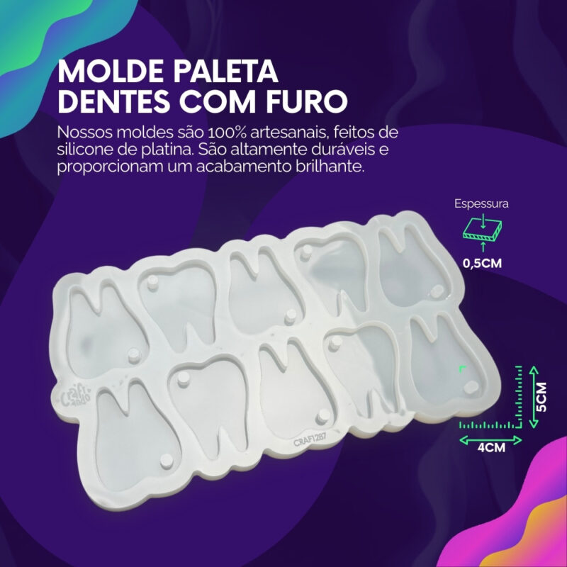 Molde de Silicone Para Resina Epóxi Paleta Dentes 4x5cm - Image 2