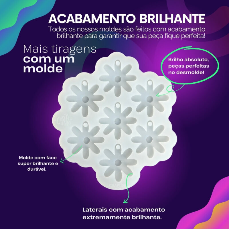 Molde de Silicone Para Resina Epóxi Paleta Mini Margarida 3,5cm - Imagem 3