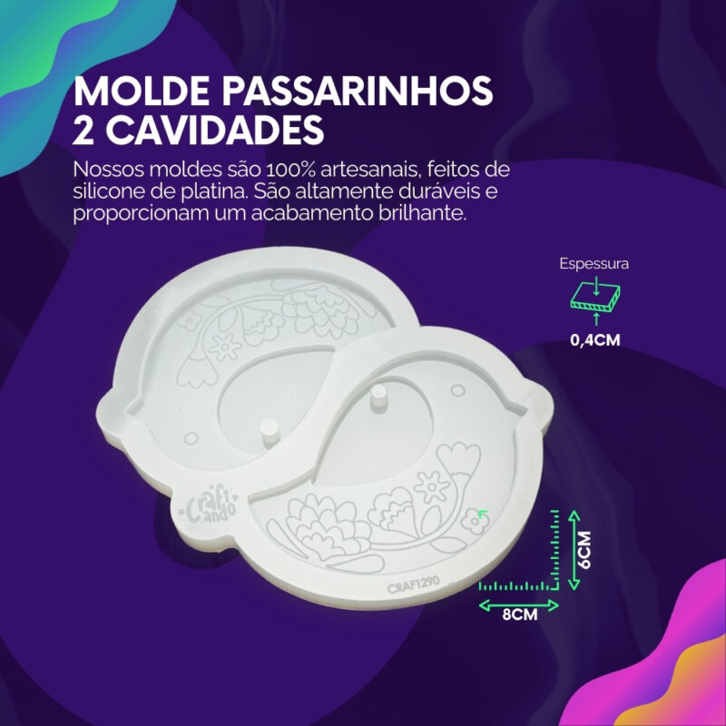 Molde de Silicone Para Resina Epóxi Passarinhos 2 cavidades - Image 2
