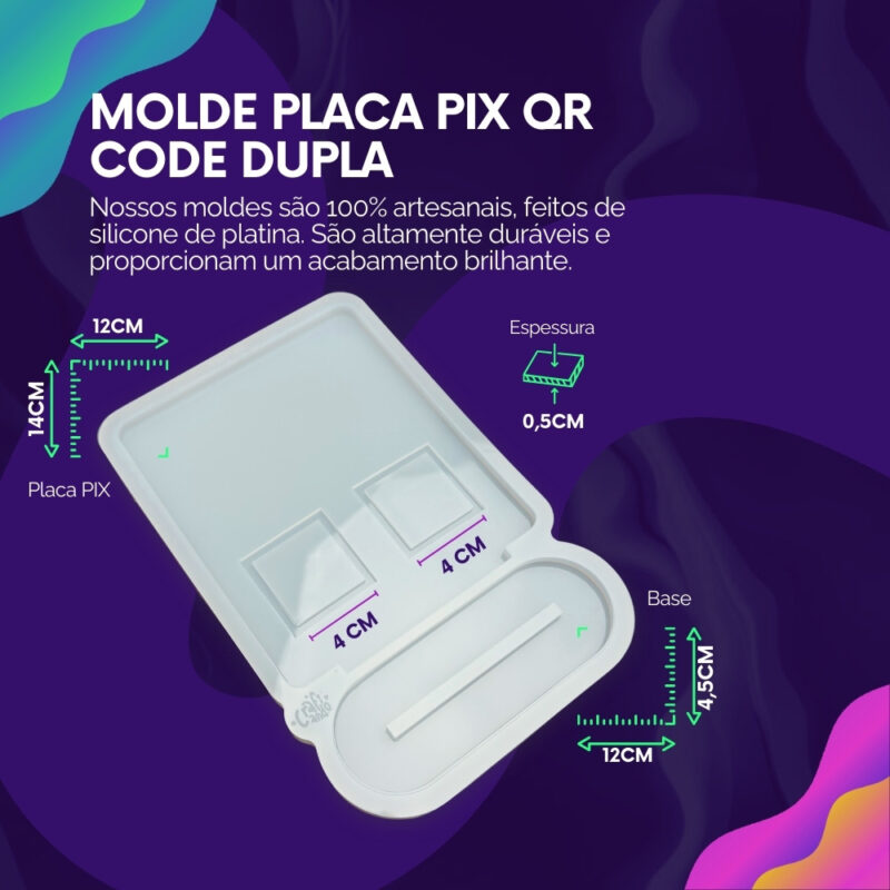 Molde de Silicone Para Resina Epóxi Placa Pix Duplo QR - Image 2