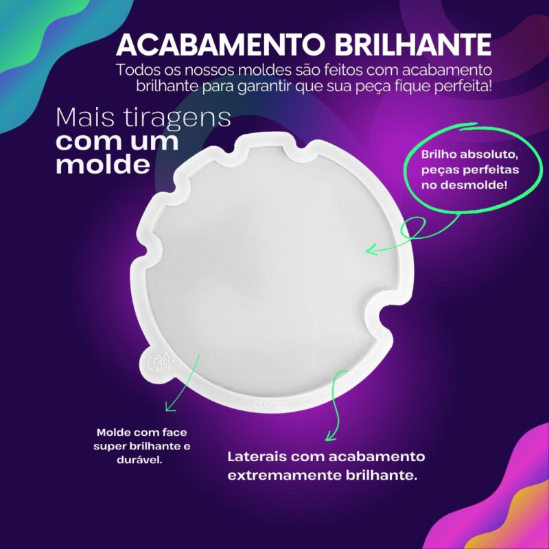 Molde de Silicone Para Resina Plaquinha Nail Redonda Manicure - Imagem 3