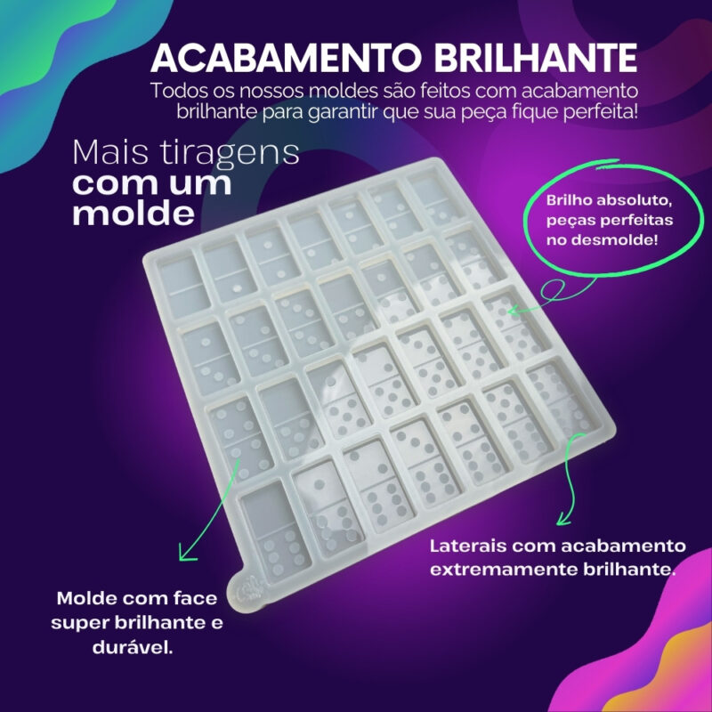 Molde de Silicone Para Dominó Grande Tamanho Real 4,8cm - Imagem 3