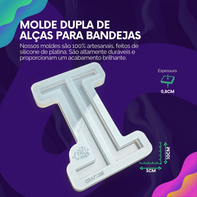Molde de Silicone Para Resina Dupla de Alças Para Bandejas - Imagem 2