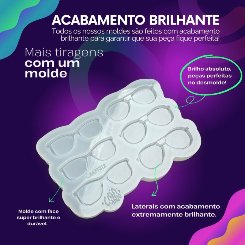 Molde de Silicone Para Resina Epóxi Paleta Dupla Óculos - Imagem 3
