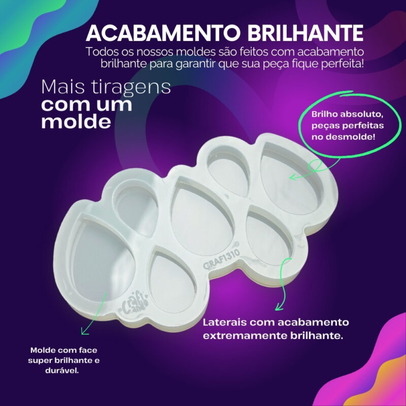 Molde de Silicone Para Resina Epóxi Paleta Gotas Eternização 4cm e 5,5cm - Imagem 3