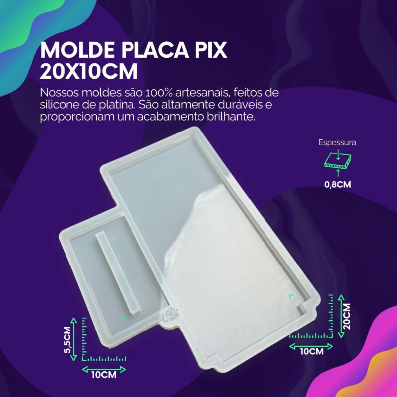 Molde de Silicone Para Resina Epóxi Placa PIX 10cm x 20cm - Imagem 2