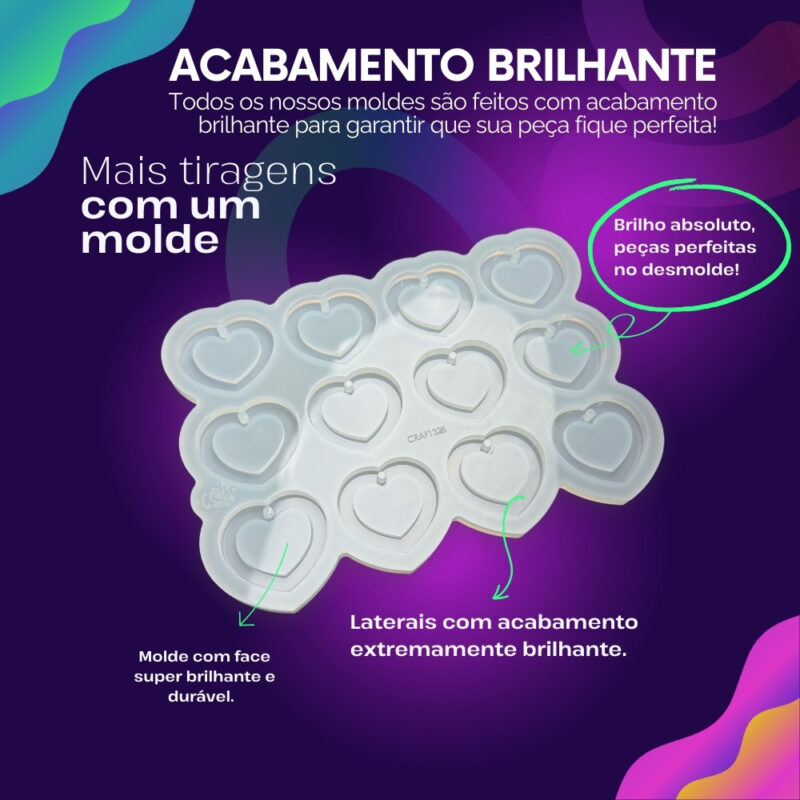 Molde de Silicone Para Resina Espelho Coração Baby - Imagem 3