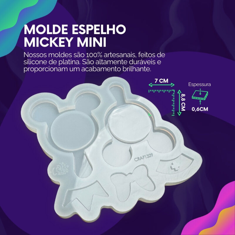 Molde de Silicone Para Resina Espelho Mini Mickey / Minnie - Imagem 2