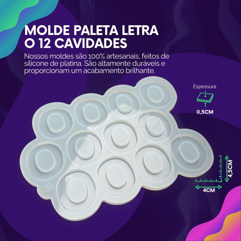 Molde de Silicone Para Resina Paleta Letra O 4cm - Imagem 2