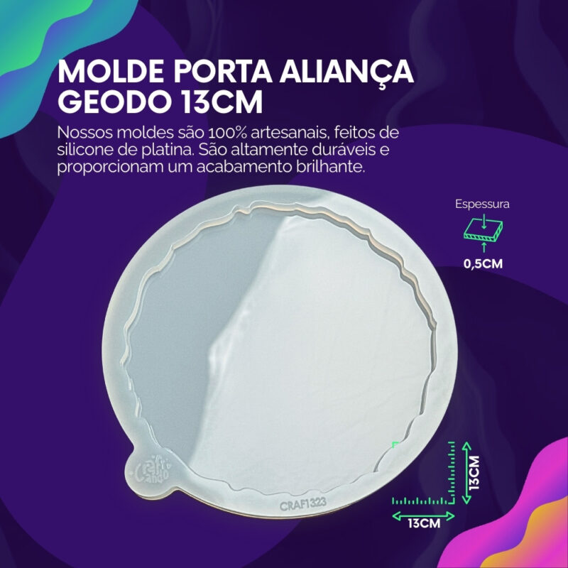 Molde de Silicone Para Resina Porta Aliança Geodo 13cm - Imagem 2