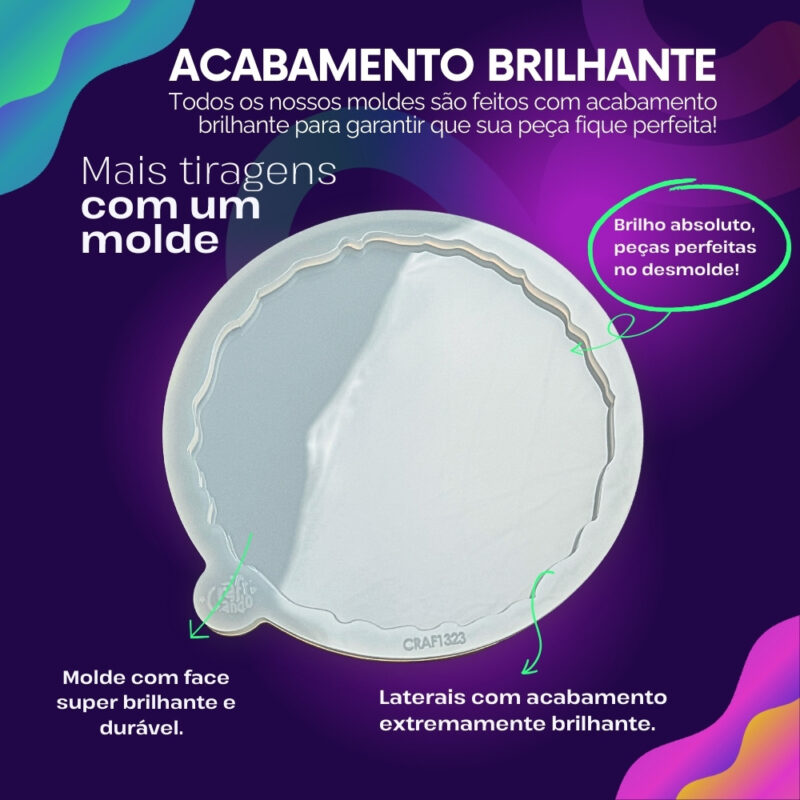 Molde de Silicone Para Resina Porta Aliança Geodo 13cm - Imagem 3