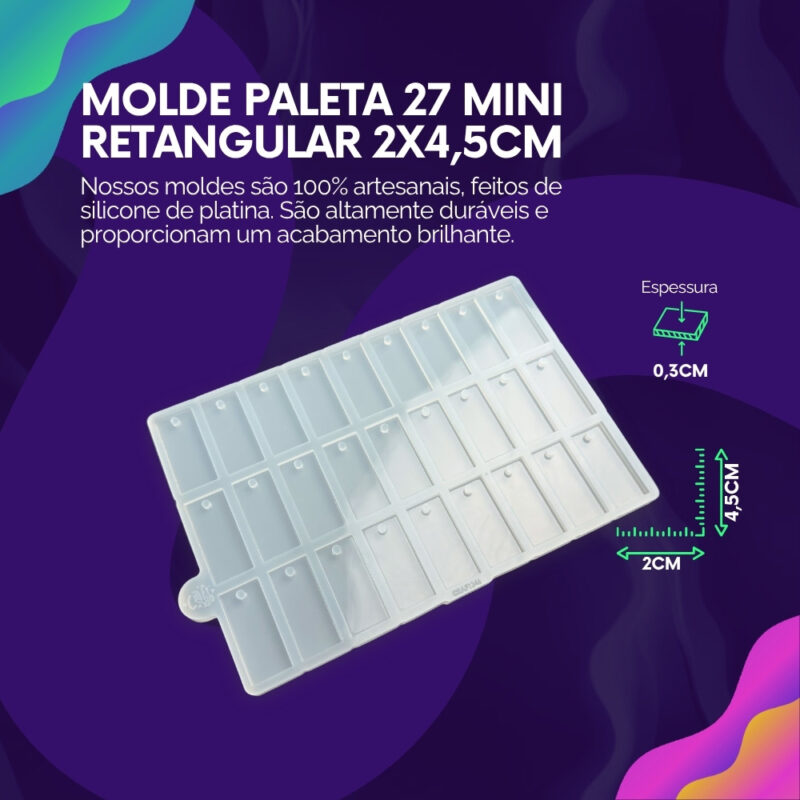 Molde de Silicone Para Resina Paleta 27 Mini Retangular 2x4,5cm - Imagem 2