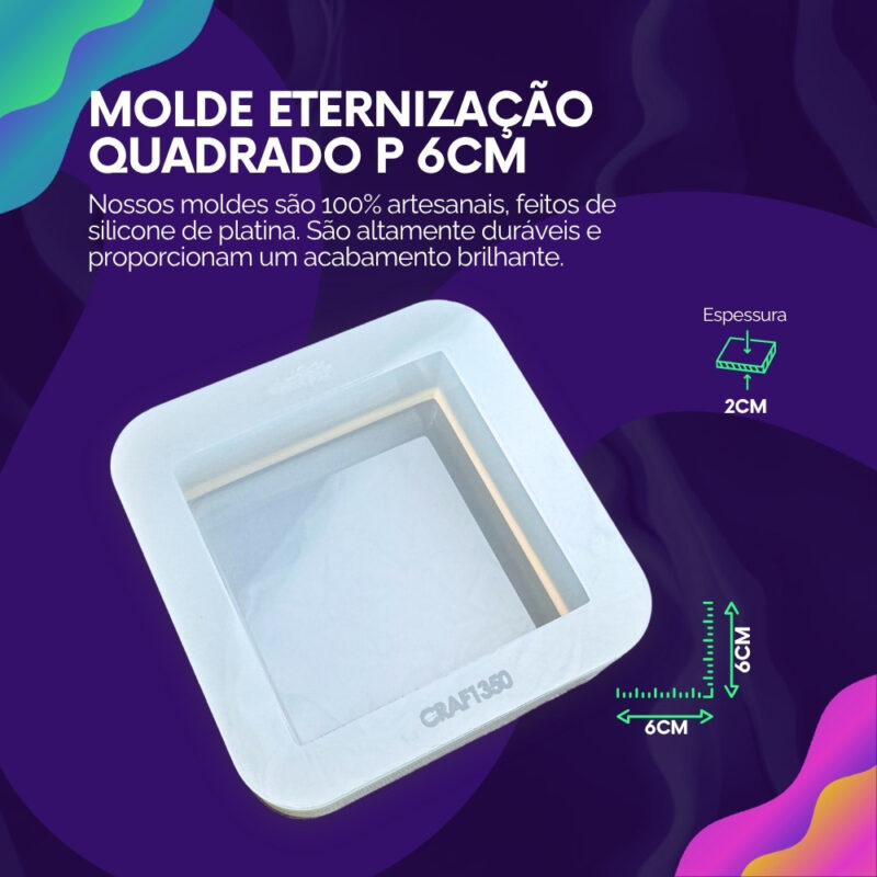 Molde de Silicone Para Resina Eternização Quadrado P 6cm - Imagem 3