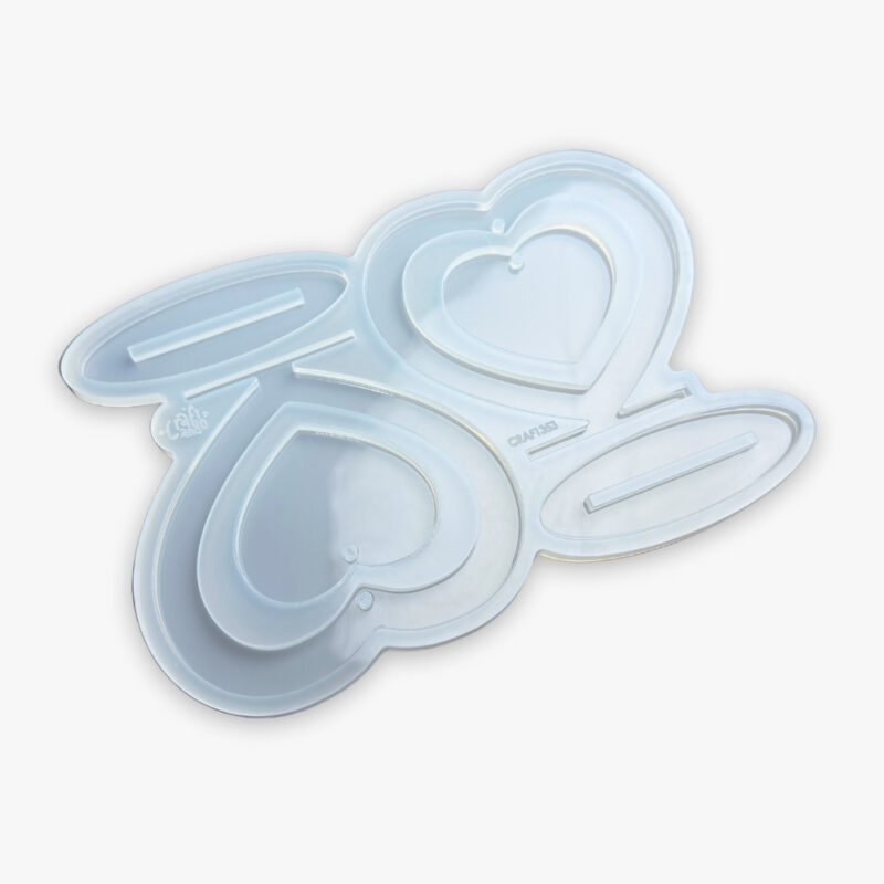 Molde de Silicone Para Resina Eternização Coração Pingente Duplo