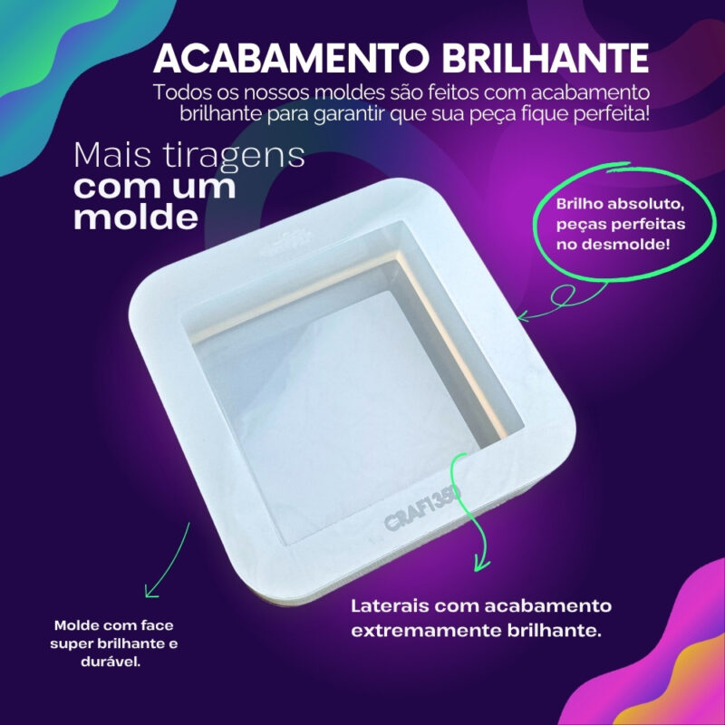 Molde de Silicone Para Resina Eternização Quadrado P 6cm - Imagem 2
