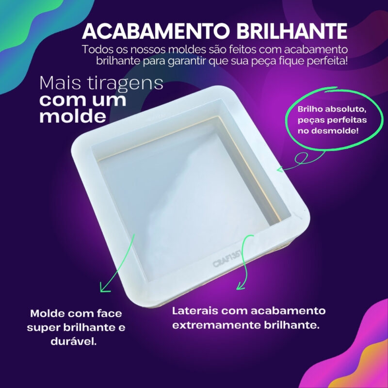 Molde de Silicone Para Resina Eternização Quadrado M 9cm - Imagem 3