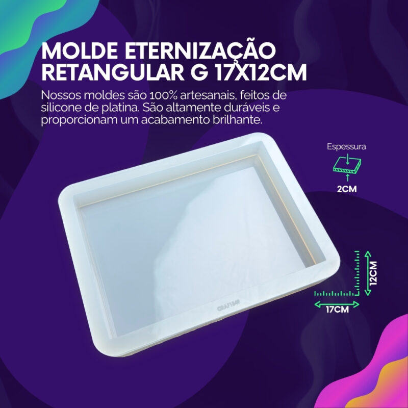 Molde de Silicone Para Resina Eternização Retangular G 17x12cm - Imagem 2