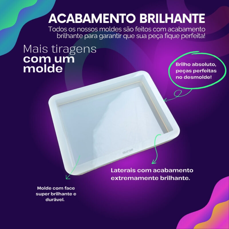 Molde de Silicone Para Resina Eternização Retangular G 17x12cm - Imagem 3