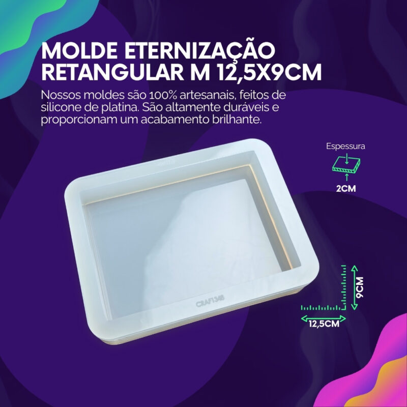 Molde de Silicone Para Resina Eternização Retangular M 12,5x9cm - Imagem 2