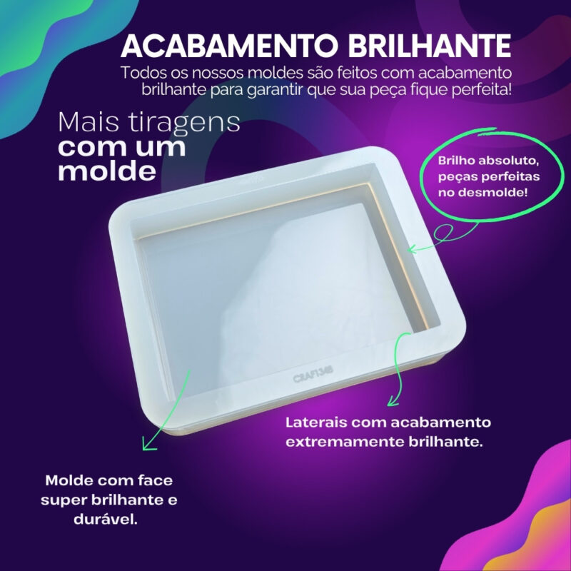 Molde de Silicone Para Resina Eternização Retangular M 12,5x9cm - Imagem 3