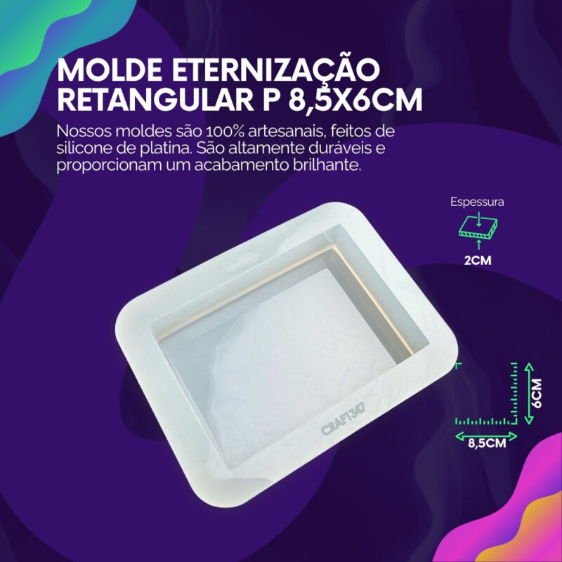 Molde de Silicone Para Resina Eternização Retangular P 8,5x6cm - Imagem 2