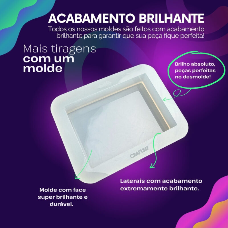 Molde de Silicone Para Resina Eternização Retangular P 8,5x6cm - Imagem 3