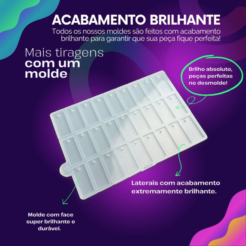 Molde de Silicone Para Resina Paleta 27 Mini Retangular 2x4,5cm - Imagem 3