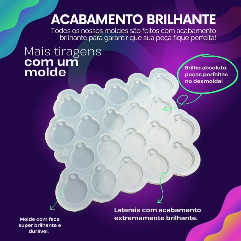 Molde de Silicone Para Resina Paleta 3cm com furo 20cav - Imagem 3