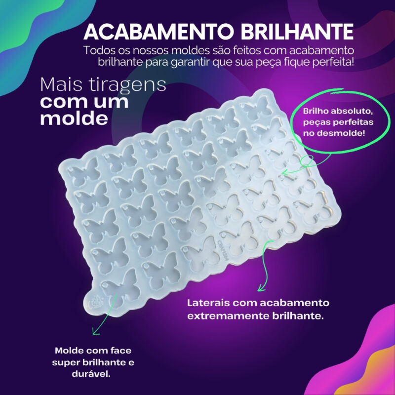 Molde de Silicone Para Resina Paleta Borboleta Com Furo 30cav - Imagem 3