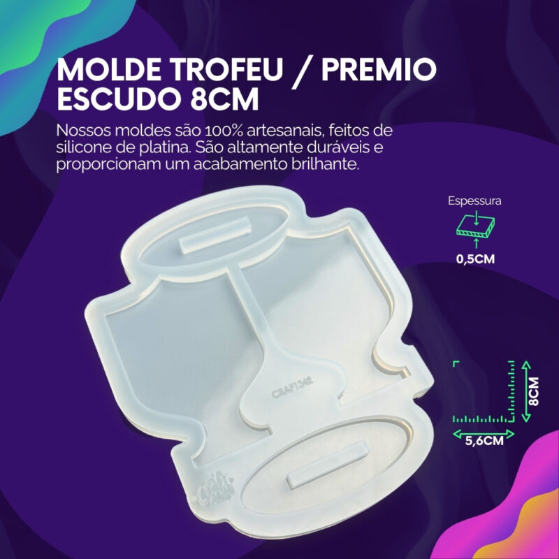 Molde de Silicone Para Resina Troféu / Premio Escudo 8cm - Imagem 2