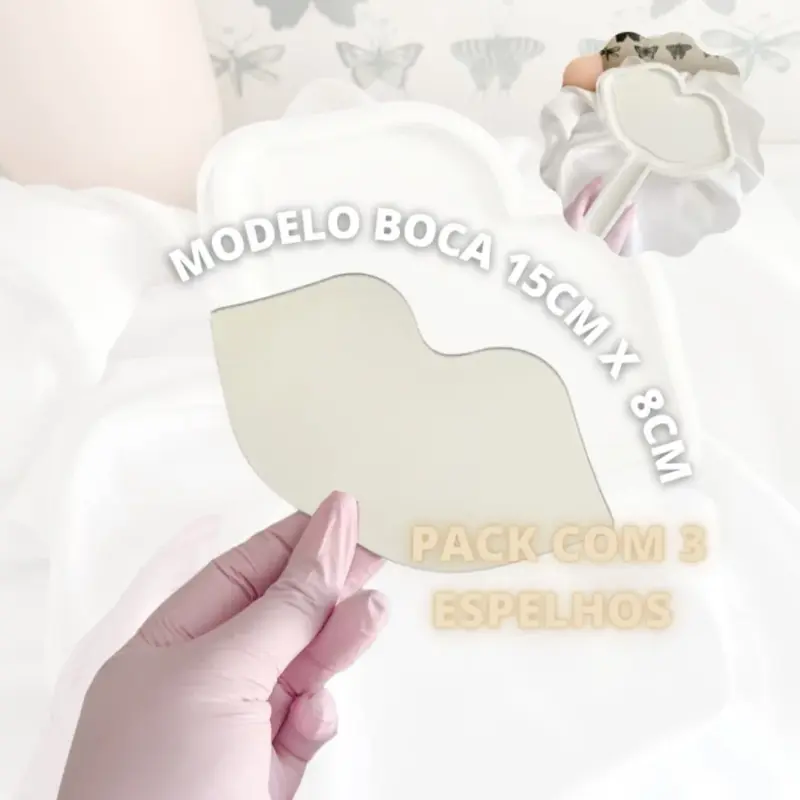 Acrílico Espelhado Para Espelho Boca (Moldes da Gê) - 3 Unidades