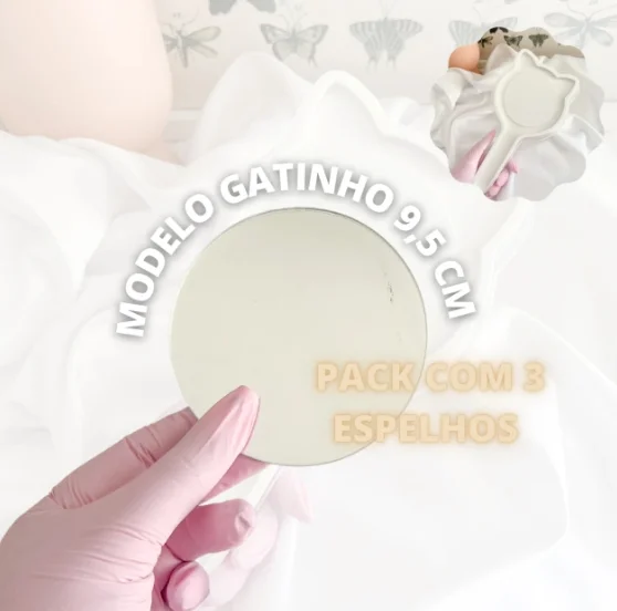 Acrílico Espelhado Para Espelho Gatinho (Moldes da Gê) - 3 Unidades