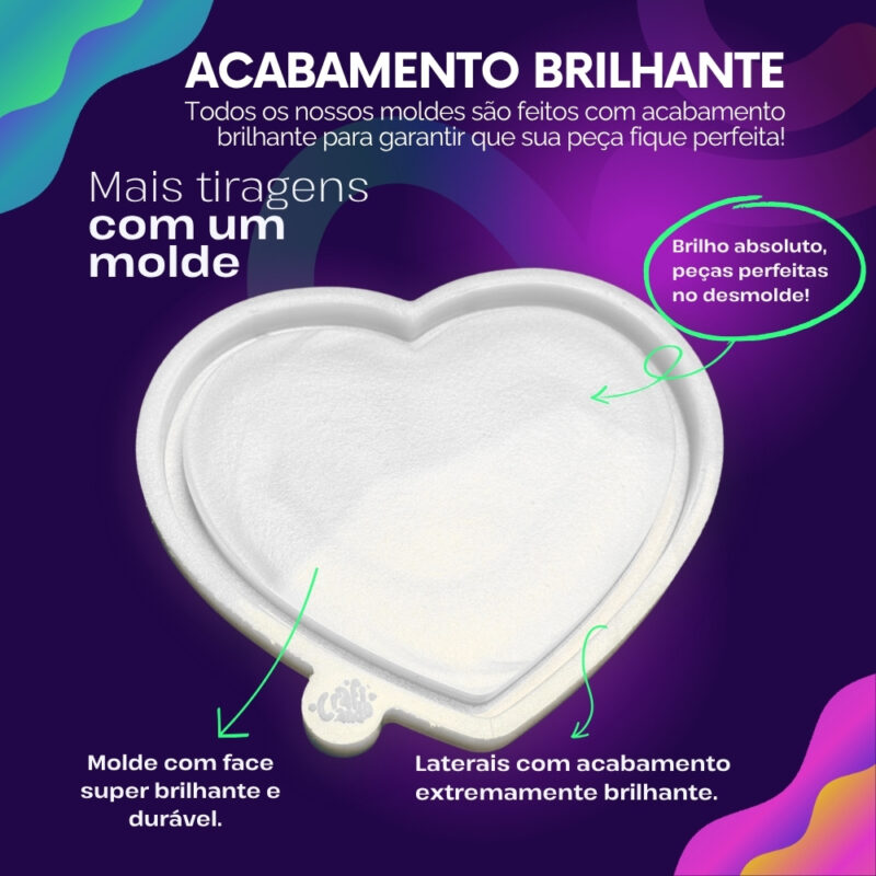 Molde de Silicone Para Resina Bandeja Coração 15cm - Imagem 3