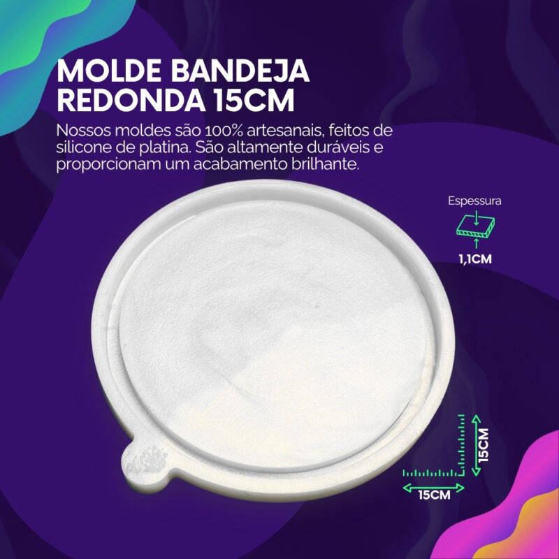Molde de Silicone Para Resina Bandeja Redonda 15cm - Imagem 2
