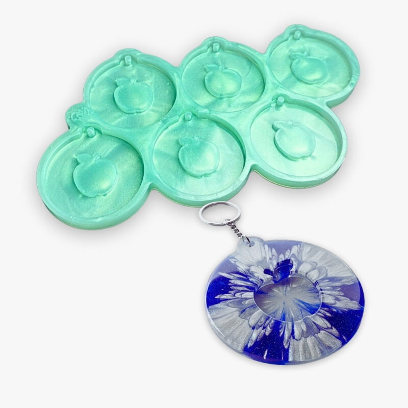 Molde de Silicone Para Resina Chaveiro Maça Vazada Professor 6cm