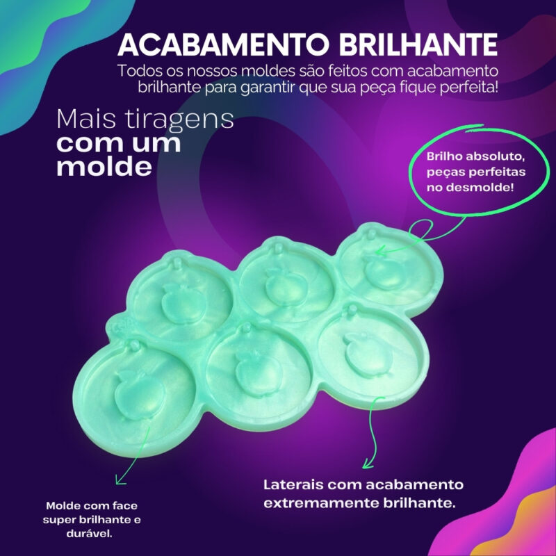 Molde de Silicone Para Resina Chaveiro Maça Vazada Professor 6cm - Imagem 4