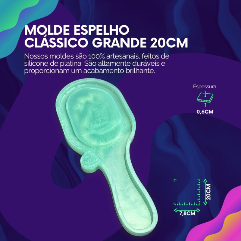 Molde de Silicone Para Resina Espelho Clássico Grande 20cm - Imagem 2