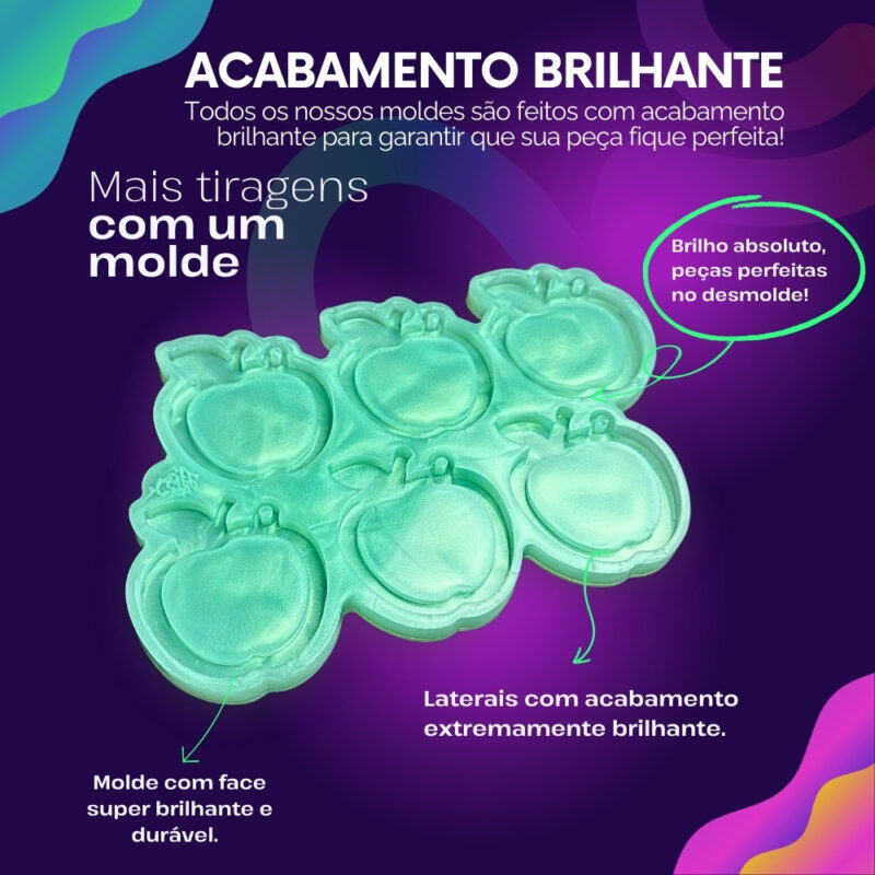 Molde de Silicone Para Resina Espelho Mini Maça Professor 5x6cm - Imagem 3
