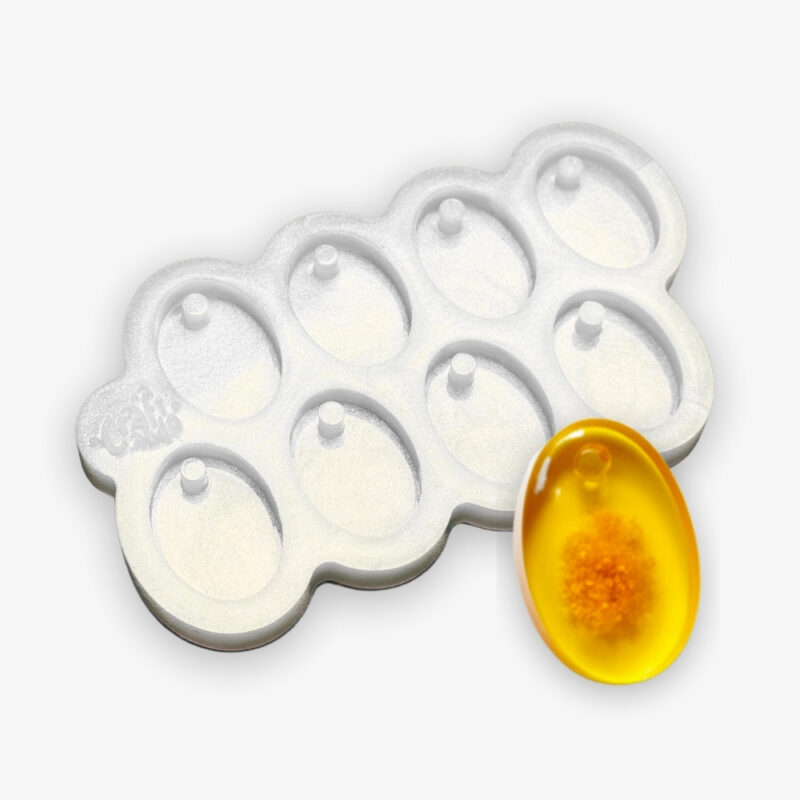 Molde de Silicone Para Resina Oval 2x3cm com furo 8 cavidades