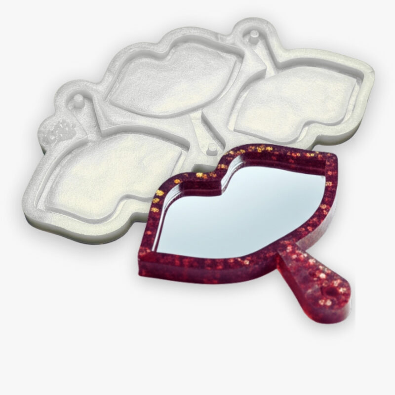 Molde de Silicone Para Resina Paleta Mini Espelho Boca 7,5x7cm