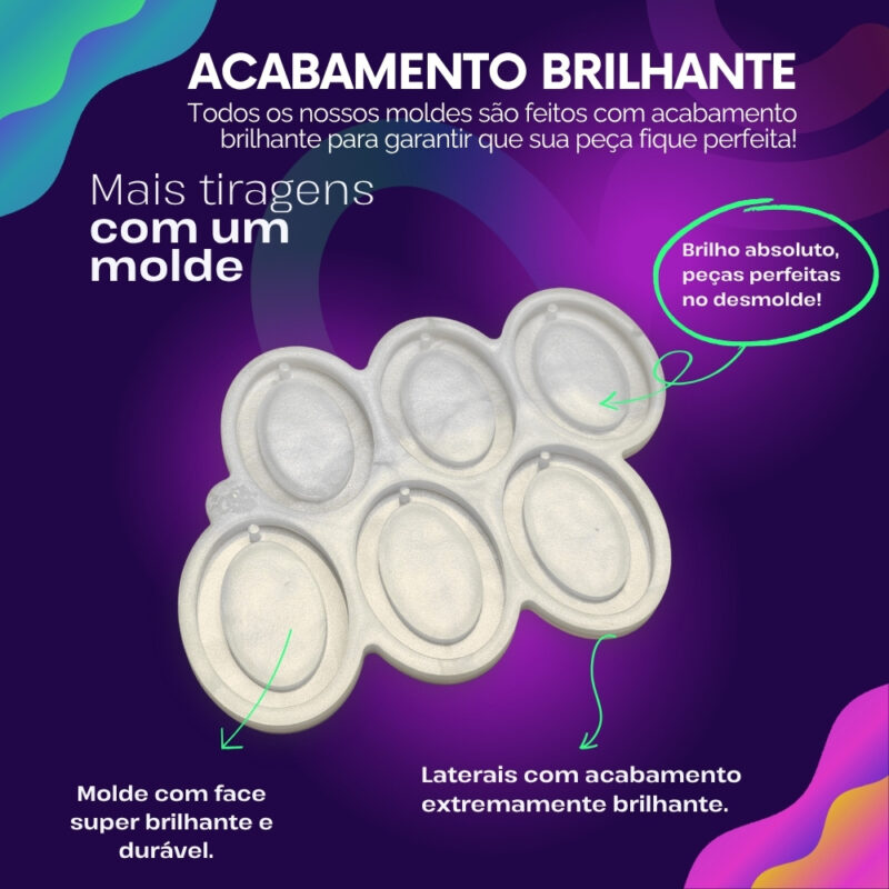 Molde de Silicone Para Resina Paleta Mini Espelho Oval 5x7cm - Imagem 3