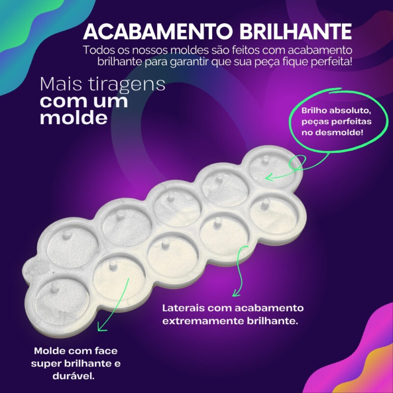 Molde de Silicone Para Resina Paleta Redondo 3,5cm com furo - Imagem 3