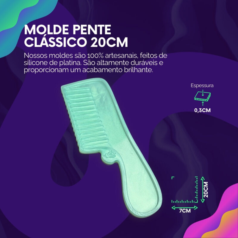Molde de Silicone Para Resina Pente Clássico 20cm - Imagem 2