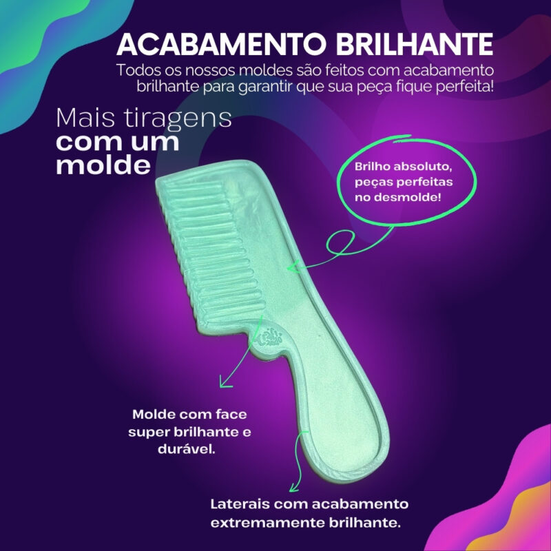 Molde de Silicone Para Resina Pente Clássico 20cm - Imagem 3