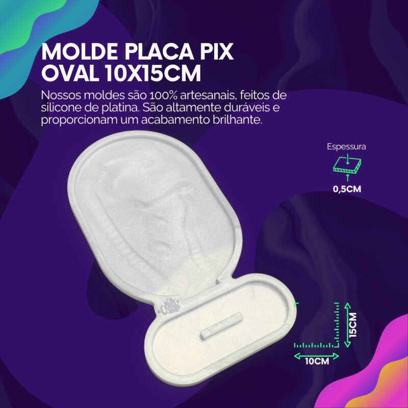 Molde de Silicone Para Resina Placa PIX Oval 10x15cm - Imagem 2